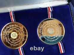 1976 Franklin Mint Bicentennial Silver + Bronze Medal Set E0815