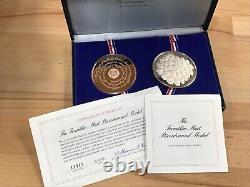 1976 Franklin Mint Bicentennial Silver + Bronze Medal Set E0815