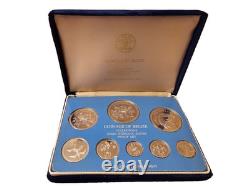 1976 Franklin Mint Coinage of Belize All Sterling Silver Proof Set, Box, COA
