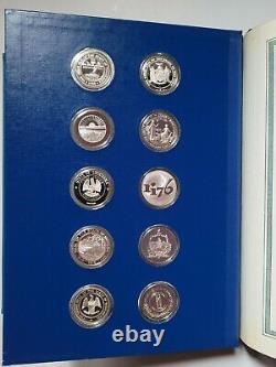 1976 Franklin Mint Fifty State Bicentennial Silver Medals Collection 52 Oz
