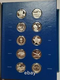 1976 Franklin Mint Fifty State Bicentennial Silver Medals Collection 52 Oz