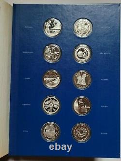 1976 Franklin Mint Fifty State Bicentennial Silver Medals Collection 52 Oz