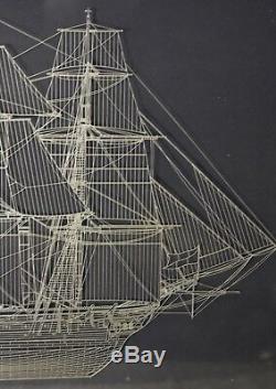 1976 Franklin Mint Frigate La Belle Poule Sterling Silver Silhouette Ship Framed