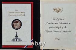 1976 Franklin Mint Official Bicentennial Day Commemorative Silver Medal Book COA