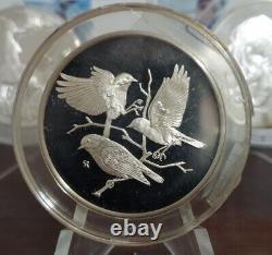 1976 Franklin Mint Roberts Birds Bluebird #49 925 Silver art bar round