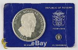 1976 Republic of Panama Proof Coins (2 pc) Franklin Mint (2 1/2c 20 Balboa) PS17