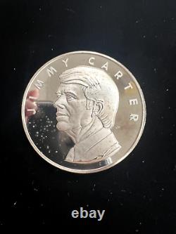 1977 Franklin Mint 999 Fine Silver Jimmy Carter Proof Medal 6.4ozt