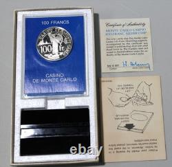 1977 Franklin Mint Casino de Monte Carlo 100 Francs 23 Gram Silver CHIP WithCert