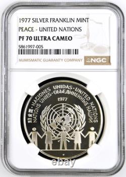 1977 Franklin Mint Silver United Nations Peace Medal NGC PF 70 ULTRA CAMEO