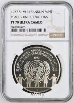 1977 Franklin Mint Silver United Nations Peace Medal NGC PF 70 ULTRA CAMEO