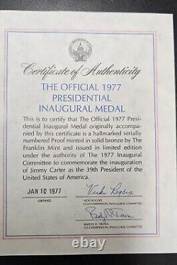 1977 Jimmy Carter. 999 Fine Silver & Bronze Presidential Inaugural Medal Set