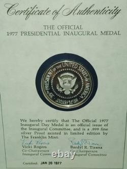 1977 Jimmy Carter The Official Inaugural Day Silver Proof Medal Commemorative