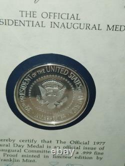 1977 Jimmy Carter The Official Inaugural Day Silver Proof Medal Commemorative