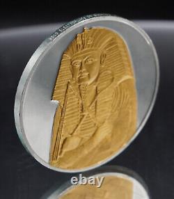 1977 King Tut Mummy Franklin Mint Gold EP Cairo Egypt 925 Silver round C4059