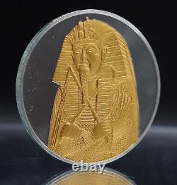 1977 King Tut Mummy Franklin Mint Gold EP Cairo Egypt 925 Silver round C4059