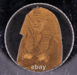 1977 King Tut Mummy Franklin Mint Gold EP Cairo Egypt 925 Silver round C4059