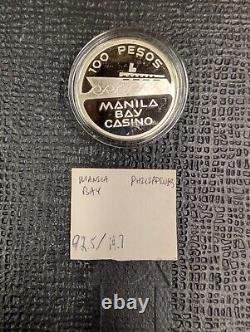 1977 Manila Bay Casino Philippines 100 Pesos. 925 Silver Franklin Mint