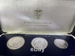 1977 Panama Franklin Mint, 8 Coin Silver Proof Set with Case
