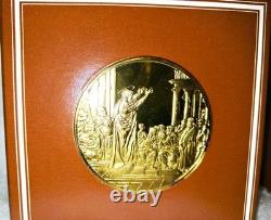 1977 Raphael's Angel 2 Coin Gold Plated 925 S. Silver Medal Set Franklin Mint