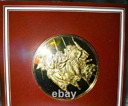 1977 Raphael's Angel 2 Coin Gold Plated 925 S. Silver Medal Set Franklin Mint