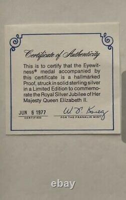 1977 Royal Silver Jubilee Eyewitness Commemorative Medal Queen Elizabeth II Coa
