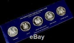 1978 Coronation Jubilee Crown Silver Proof 5 Coin Set Box&COA Franklin Mint E96