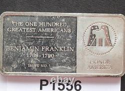 1978 Franklin Mint Benjamin Franklin Silver Art Bar Greatest Americans P1556