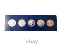 1978 Franklin Mint Coronation Jubilee 5 Crowns Sterling Silver Proof Coin Set
