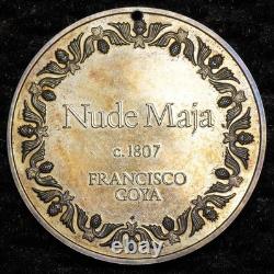 1978 Franklin Mint Nude Maja Francisco Goya TONED 2oz 925 Silver round bar C5852