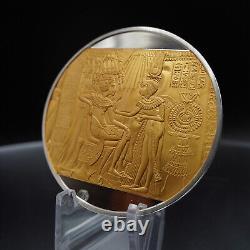 1978 King Tut & Queen Franklin Mint Gold EP Cairo Egypt 925 Silver round C4060
