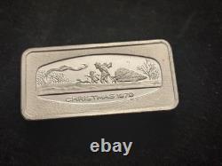 1979 Christmas 925 Silver Bar 66.1 Grams Franklin Mint 1.965 ASW