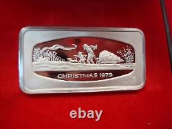 1979 FRANKLIN MINT XMAS INGOT 1000 GRAINS STERLING SILVER PROOF With0B/PAPERS