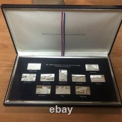 1980 OLYMPIC POSTAGE STAMPS, STERLING SILVER Franklin mint