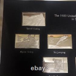 1980 OLYMPIC POSTAGE STAMPS, STERLING SILVER Franklin mint