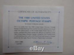 1980 US Olympic Postage Stamps-Solid Sterling Silver Franklin Mint LTD Edition
