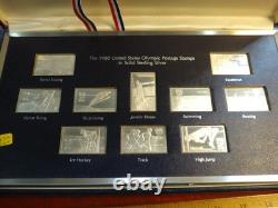 1980 United States Olympic Sterling Silver Postage Stamps Franklin Mint with COA