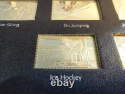 1980 United States Olympic Sterling Silver Postage Stamps Franklin Mint with COA