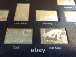 1980 United States Olympic Sterling Silver Postage Stamps Franklin Mint with COA