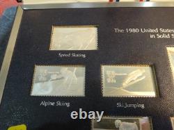 1980 United States Olympic Sterling Silver Postage Stamps Franklin Mint with COA