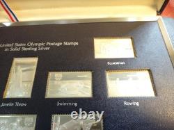1980 United States Olympic Sterling Silver Postage Stamps Franklin Mint with COA