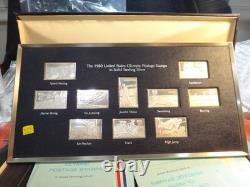 1980 United States Olympic Sterling Silver Postage Stamps Franklin Mint with COA