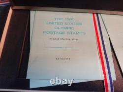 1980 United States Olympic Sterling Silver Postage Stamps Franklin Mint with COA