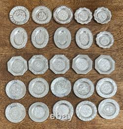 1981 Franklin Mint Set of 25 Antique English Silver Miniature Plate Collection