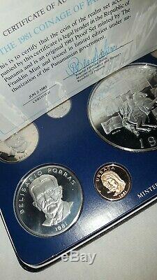 1981 Republic Of PANAMA Franklin Mint 9 Coin Silver 20 5 1 Balboa Proof Set UNC