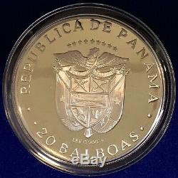 1981 Republic of Panama 20 Balboas with Box & COA Franklin Mint Silver Proof
