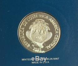 1982 Costa Rica Silver Proof 250 Colones JAGUAR Franklin Mint, Original Box