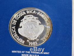 1982 Costa Rica Silver Proof 250 Colones Jaguar PROOF Coin Franklin Mint RARE