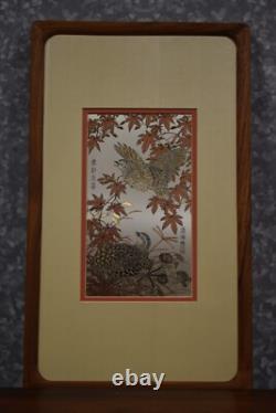 1983 Vintage Franklin Mint Metal Etching Picture The Quail Of The Golden Maple