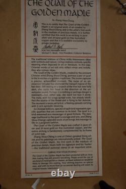 1983 Vintage Franklin Mint Metal Etching Picture The Quail Of The Golden Maple