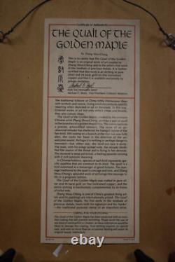 1983 Vintage Franklin Mint Metal Etching Picture The Quail Of The Golden Maple